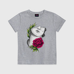 Футболка хлопковая детская Head of david in flowers, цвет: меланж