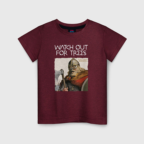 Детская футболка Watch out for trees / Меланж-бордовый – фото 1