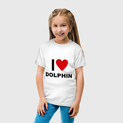 Футболка хлопковая детская I love Dolphin, цвет: белый — фото 2