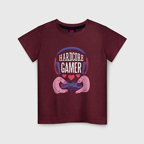 Детская футболка Хардкорный Геймер / Меланж-бордовый – фото 1