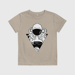 Футболка хлопковая детская Космонавт с зельем земли, цвет: миндальный