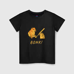 Футболка хлопковая детская Doge Bonk go to horny jail, цвет: черный