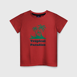 Футболка хлопковая детская Тропический рай, цвет: красный