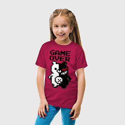 Футболка хлопковая детская MONOKUMA GAME OVER, цвет: маджента — фото 2
