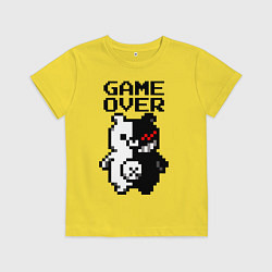 Футболка хлопковая детская MONOKUMA GAME OVER, цвет: желтый