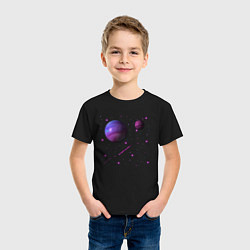 Футболка хлопковая детская Космос Планеты, цвет: черный — фото 2