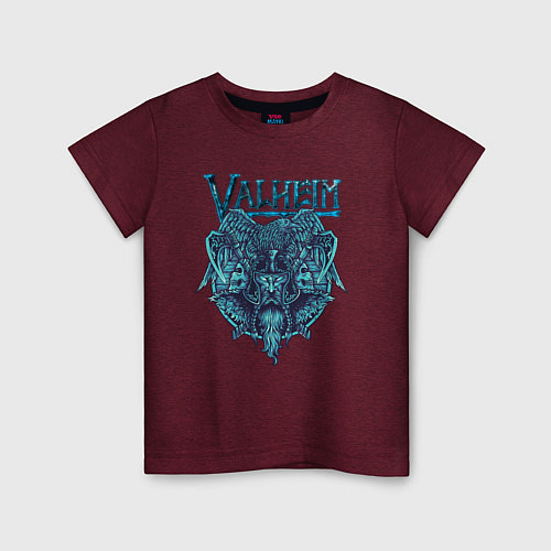 Детская футболка Valheim / Меланж-бордовый – фото 1