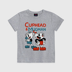 Футболка хлопковая детская Cuphead & Mugman, цвет: меланж