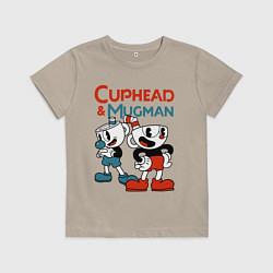 Футболка хлопковая детская Cuphead & Mugman, цвет: миндальный