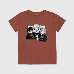 Футболка хлопковая детская Магическая битва Фушигура Ита, цвет: кирпичный