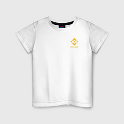 Футболка хлопковая детская BINANCE LOGO БИНАНС, цвет: белый