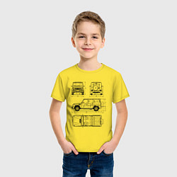 Футболка хлопковая детская MERCEDES-BENZ G-CLASS СХЕМА, цвет: желтый — фото 2