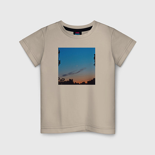 Детская футболка Луна на фоне заката / Миндальный – фото 1