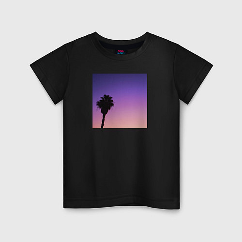 Детская футболка Пальма на закате / Черный – фото 1