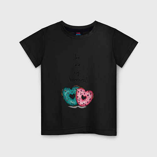 Детская футболка Пончики сердце / Черный – фото 1
