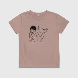 Футболка хлопковая детская Ойкава Тоору Haikyuu, цвет: пыльно-розовый