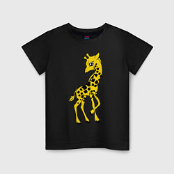 Футболка хлопковая детская Маленький жираф, цвет: черный