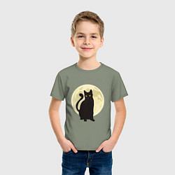 Футболка хлопковая детская Moon Cat, цвет: авокадо — фото 2