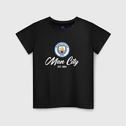 Футболка хлопковая детская MAN CITY EST 1894, цвет: черный