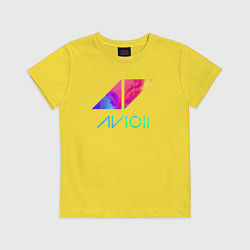 Футболка хлопковая детская AVICII RAIBOW, цвет: желтый