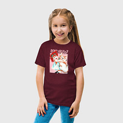 Футболка хлопковая детская Cowboy Bebop Эдвард и Эйн, цвет: меланж-бордовый — фото 2