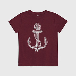 Футболка хлопковая детская БЕЛЫЙ ЯКОРЬ, цвет: меланж-бордовый