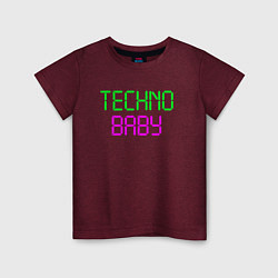 Футболка хлопковая детская Techno baby, цвет: меланж-бордовый