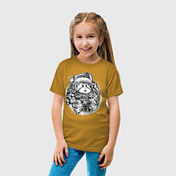 Футболка хлопковая детская Хомяк космонавт, цвет: горчичный — фото 2