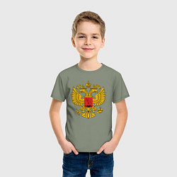 Футболка хлопковая детская ГЕРБ РОССИИ RUSSIA, цвет: авокадо — фото 2