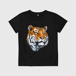 Футболка хлопковая детская Тигр, цвет: черный