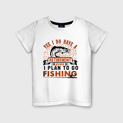 Футболка хлопковая детская I plan to fishing, цвет: белый