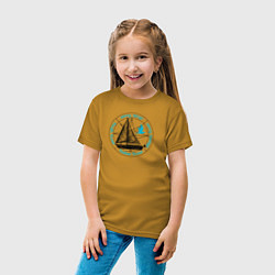 Футболка хлопковая детская Кораблик Океан, цвет: горчичный — фото 2