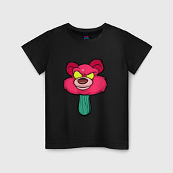 Футболка хлопковая детская Розовый медведь, цвет: черный