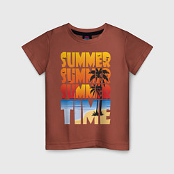 Футболка хлопковая детская SUMMER TIME, цвет: кирпичный