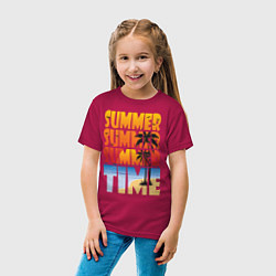 Футболка хлопковая детская SUMMER TIME, цвет: маджента — фото 2
