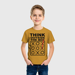 Футболка хлопковая детская THINK OUTSIDE THE BOX, цвет: горчичный — фото 2