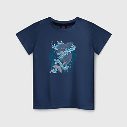 Футболка хлопковая детская Акула моряк, цвет: тёмно-синий