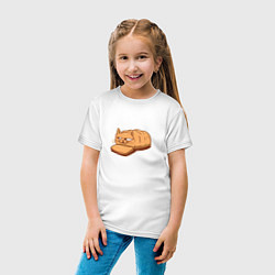 Футболка хлопковая детская Кот хлеб - Bread Cat, цвет: белый — фото 2