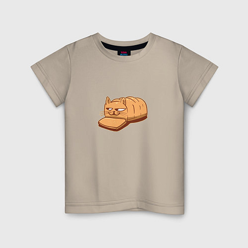 Детская футболка Кот хлеб - Bread Cat / Миндальный – фото 1
