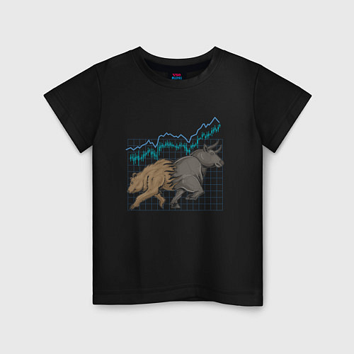 Детская футболка Бык или Медведь / Черный – фото 1