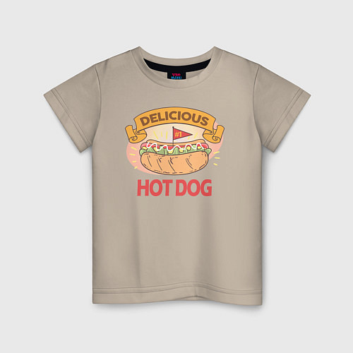 Детская футболка Delicious Hot Dog / Миндальный – фото 1