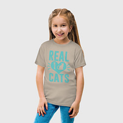 Футболка хлопковая детская Real Cats, цвет: миндальный — фото 2
