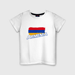 Футболка хлопковая детская Armenia Flag, цвет: белый