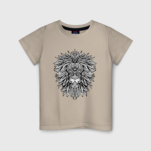 Детская футболка Голова Льва с узором Мандала / Миндальный – фото 1