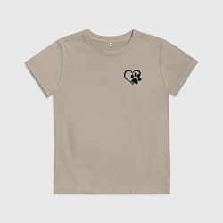Футболка хлопковая детская Котик, цвет: миндальный
