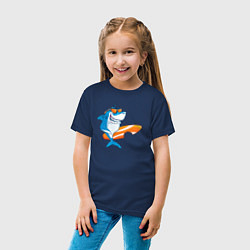Футболка хлопковая детская Акула серфер, цвет: тёмно-синий — фото 2