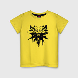 Футболка хлопковая детская The Witcher подтеки лого, цвет: желтый