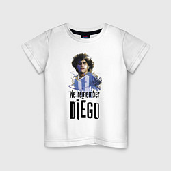 Футболка хлопковая детская Диего Марадона Аргентина, цвет: белый