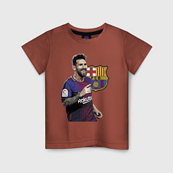 Футболка хлопковая детская Lionel Messi Barcelona Argentina, цвет: кирпичный