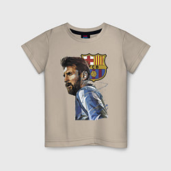Футболка хлопковая детская Lionel Messi Barcelona Argentina Striker, цвет: миндальный